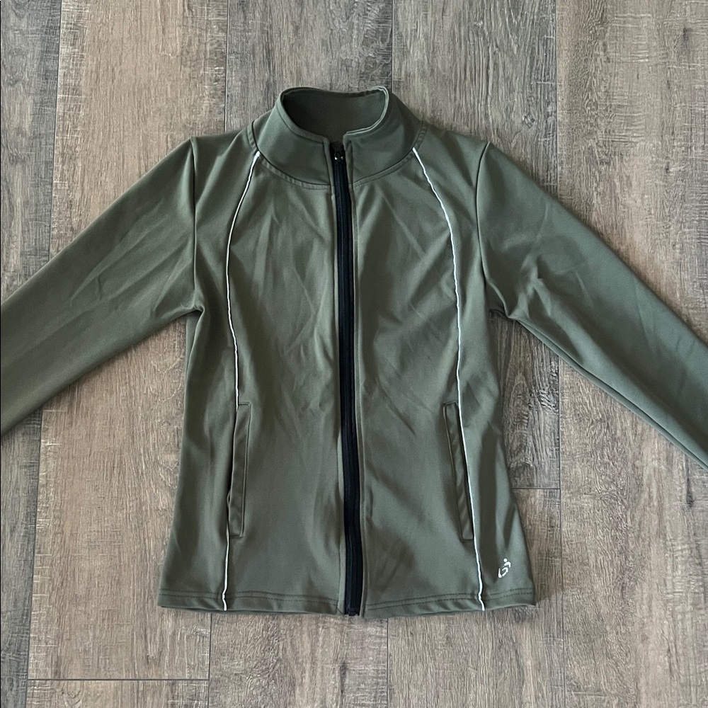 Olive Green Zip-Front Active Jacket